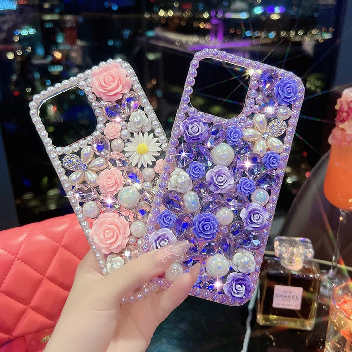 เคสโทรศัพท์เพชรดอกไม้มุก 16 15 14 13 12 11PRO Max หญิงสําหรับ iPhone XSMAX XR 6s 7 8PLUS