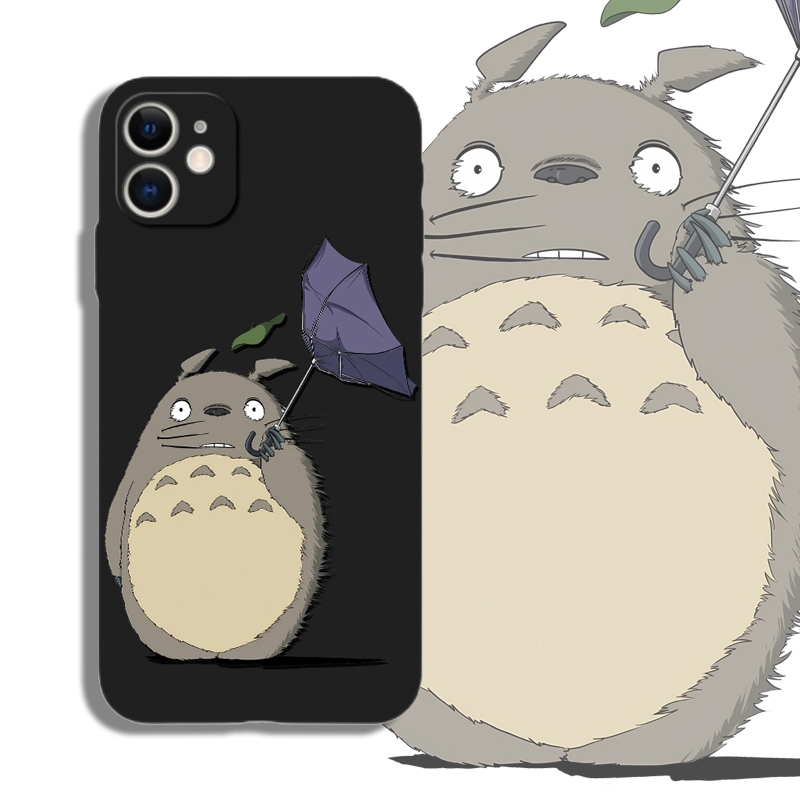 เคสโทรศัพท์มือถือ ลายการ์ตูน My Neighbor Totoro สีดํา สําหรับ IPhone 6 6S 11 7 8 15 X XR XS Plus 12 13 14 PRO mini MAX