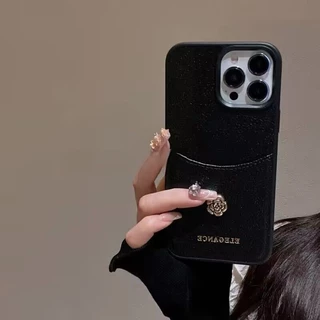 หรูหรา Camellia ดอกไม้ PU หนังผู้ถือบัตรกระเป๋าเคสโทรศัพท์สําหรับ iPhone 17Promax 16 15 Pro Max 12 13 14 Promax Plus กระเป๋าสตางค์ฝาครอบกันกระแทกผู้หญิงสาวปลอก