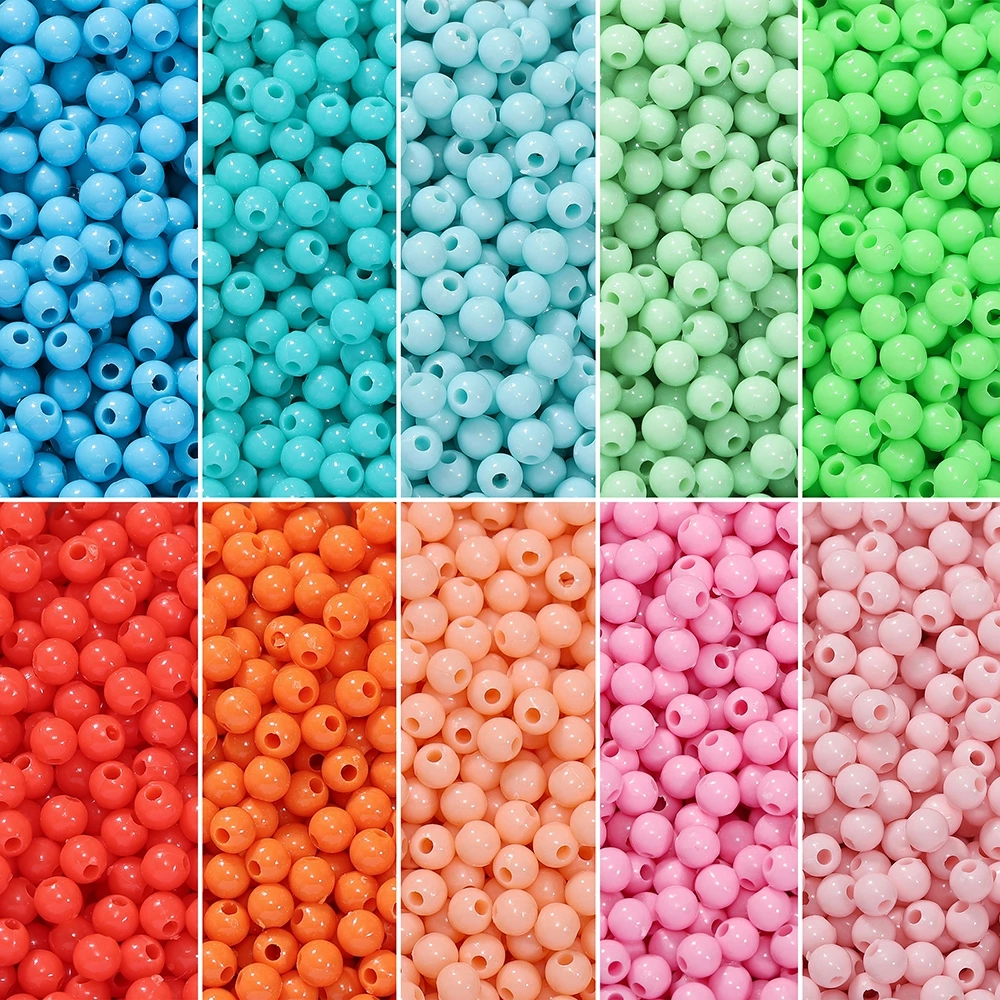 St.kunkka 300 ชิ้น 4mm อะคริลิครอบลูกปัดสีทึบ Spacer ลูกปัดหลวมเหมาะสําหรับเครื่องประดับทํา DIY สร้อยข้อมืออุปกรณ์เสริมต่างหู