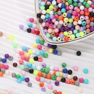 St.kunkka 300 ชิ้น 4mm อะคริลิครอบลูกปัดสีทึบ Spacer ลูกปัดหลวมเหมาะสําหรับเครื่องประดับทํา DIY สร้อยข้อมืออุปกรณ์เสริมต่างหู