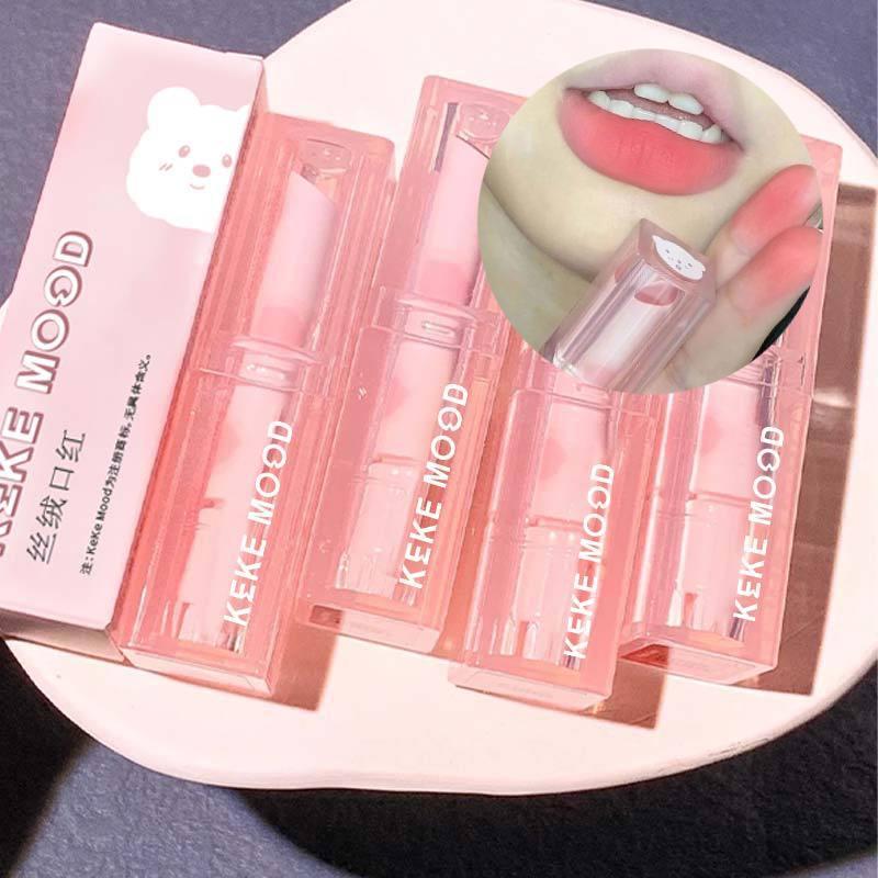 【มีสินค้า】Keke Mood Ins ลิปสติก เนื้อกํามะหยี่ กันน้ํา สีชมพูพีช