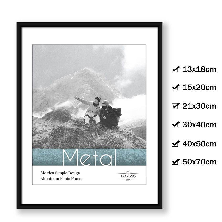 กรอบรูปโลหะ สีดํา ขนาด A4 30x40 40x50 50x70 ซม. พร้อมแผ่นกระจก สําหรับตกแต่งบ้าน