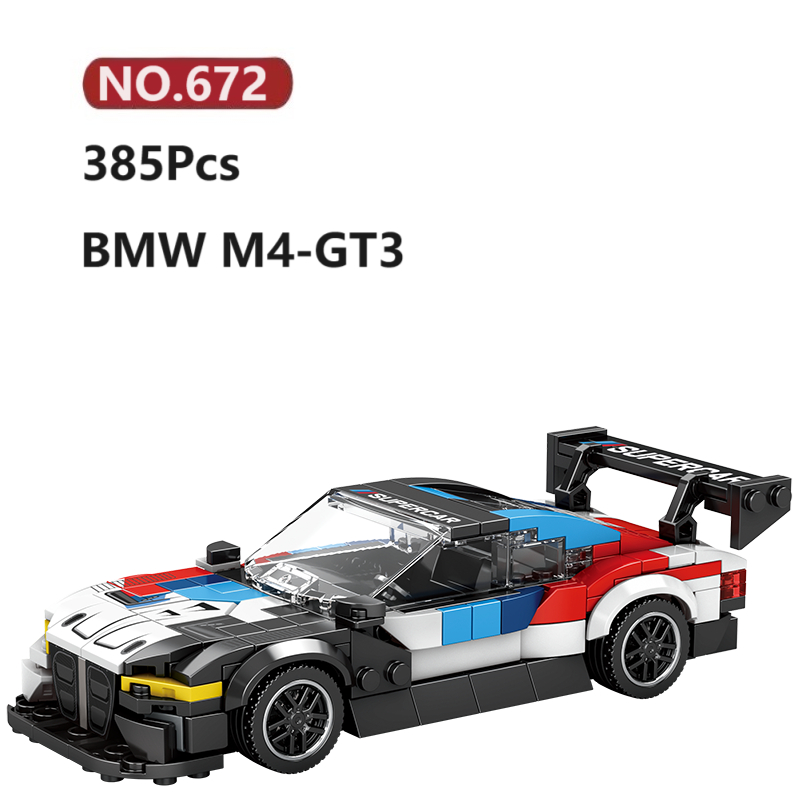 ✨บีเอ็มดับเบิลยู M4-GT3 เข้ากันได้ตัวต่อเลโก้ 385ชิ้น Reobrix Car เลโก้ชุดของเล่น