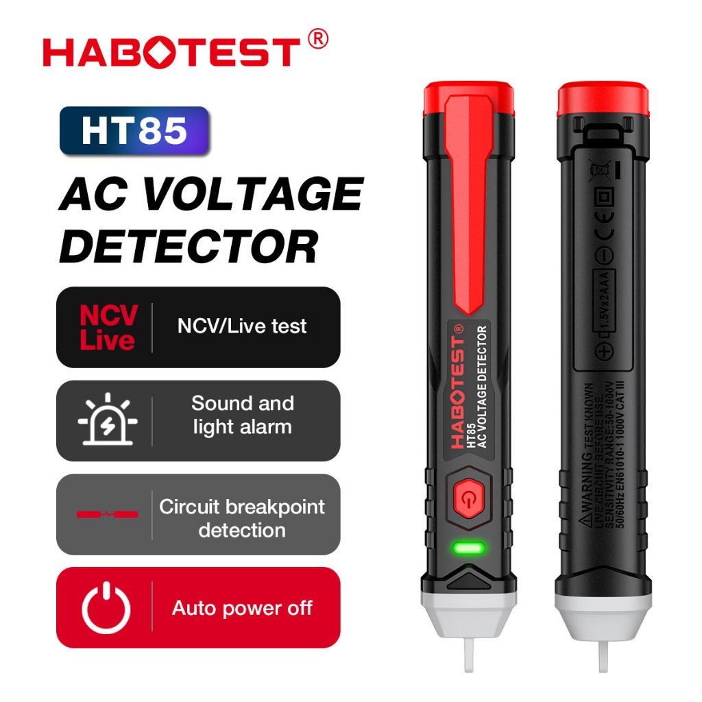 Habotest HT85 เครื่องทดสอบแรงดันไฟฟ้า AC 70-1000V LCD ปากกาทดสอบแรงดันไฟฟ้า เครื่องตรวจจับดิจิตอล AC ไม่สัมผัส