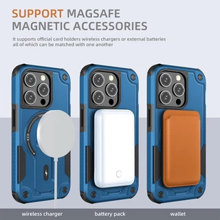 Lenuo เคสโทรศัพท์มือถือ PC TPU แข็ง กันกระแทก พับได้ ตั้งได้ สําหรับiPhone 15 14 13 12 Pro Max 14 15 Plus 5G ไอโฟน magnet Case
