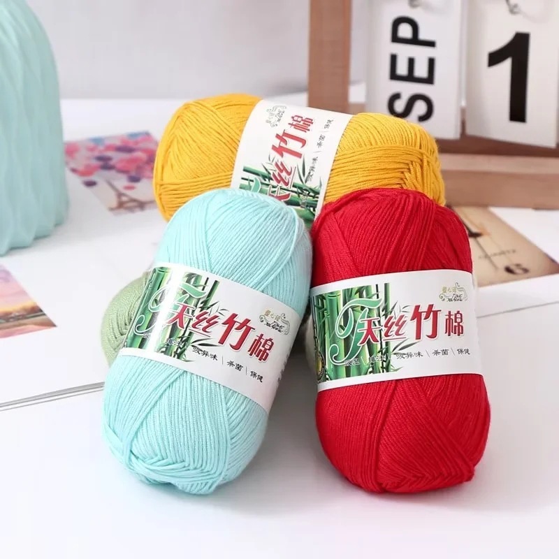 ไหมพรมแบมบู ไหมถัก  ถักโครเชต์ ด้ายถัก 6ply 50g ไหมพรมราคาถูก ไหมพรม baby ราคา ถูกที่สุด ดีลบีเคเค แกลเลอรีภาพที่ 2