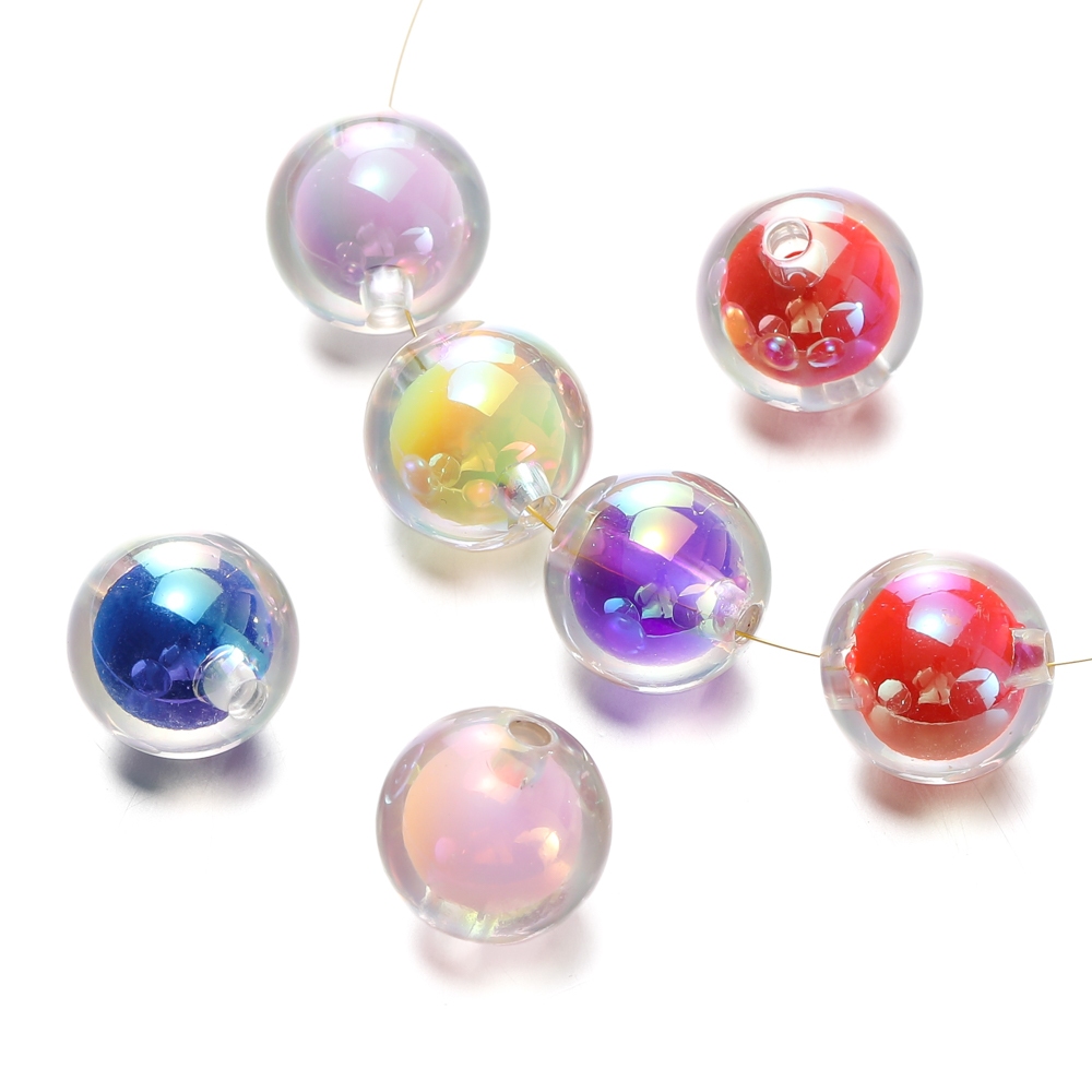 St.kunkka ลูกปัดอะคริลิคใส ทรงกลม หลากสี สําหรับทําเครื่องประดับ สร้อยคอ สร้อยข้อมือ DIY 5 ชิ้น