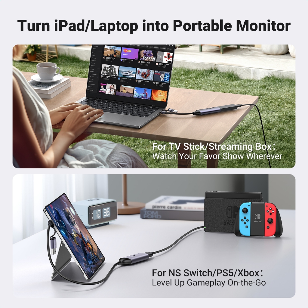 Ugreen การ์ดจับภาพวิดีโอ 4K HDMI เป็น USB-C HDMI สําหรับ PC กล้องคอมพิวเตอร์ สตรีมสด บันทึกการประชุม