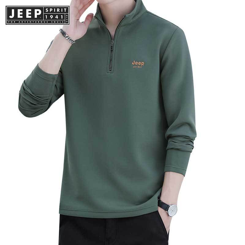 JEEP SPIRIT 1941 ESTD เสื้อยืดลําลอง แขนยาว คอกลม ผ้าฝ้าย ทรงหลวม สําหรับผู้ชาย
