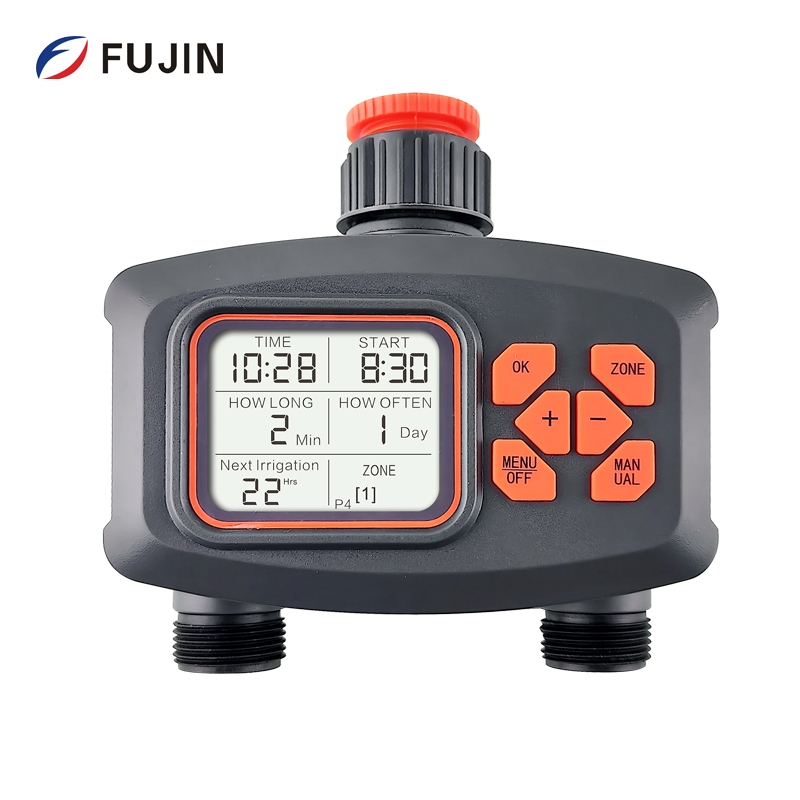 Fujin เครื่องจับเวลาน้ํา 2 ทาง จอแสดงผล LCD ขนาดใหญ่ กันน้ํา IP65 ระบบชลประทานในสวน บ้าน จับเวลาฝน ควบคุมอัตโนมัติ