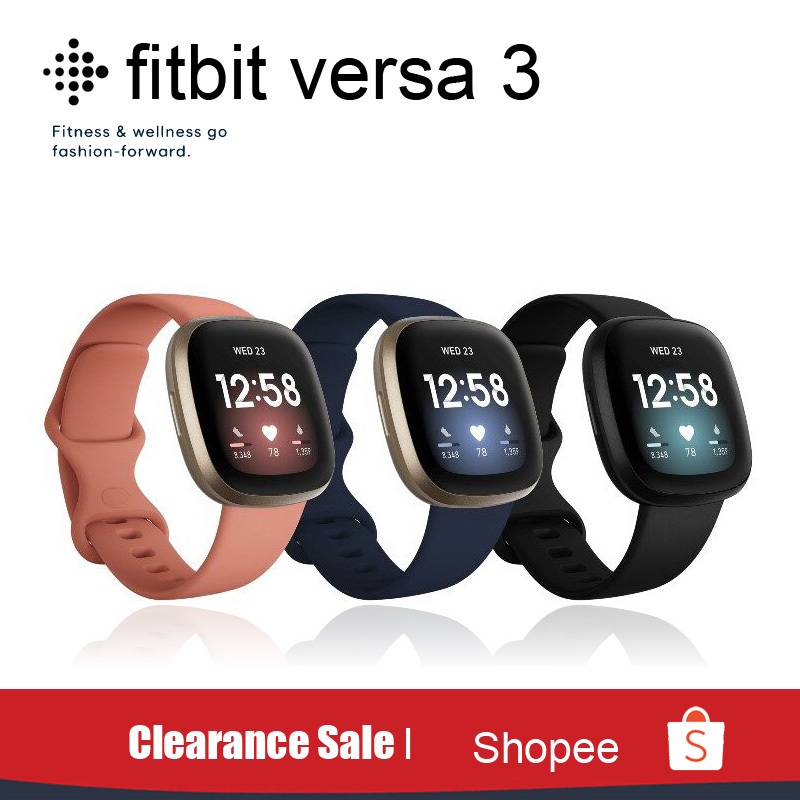 【พร้อมส่ง】Fitbit Versa 3 นาฬิกาข้อมือ Smartwatch มี GPS ในตัว เพื่อสุขภาพและฟิตเนส