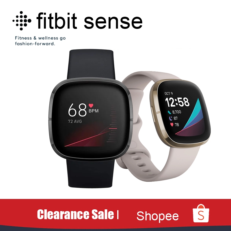 Fitbit Sense GPS Smartwatch จอแสดงผล AMOLED ในตัว GPS ติดตามความเครียด ตรวจจับความเครียด ติดตามกีฬา Smart Watch Bands