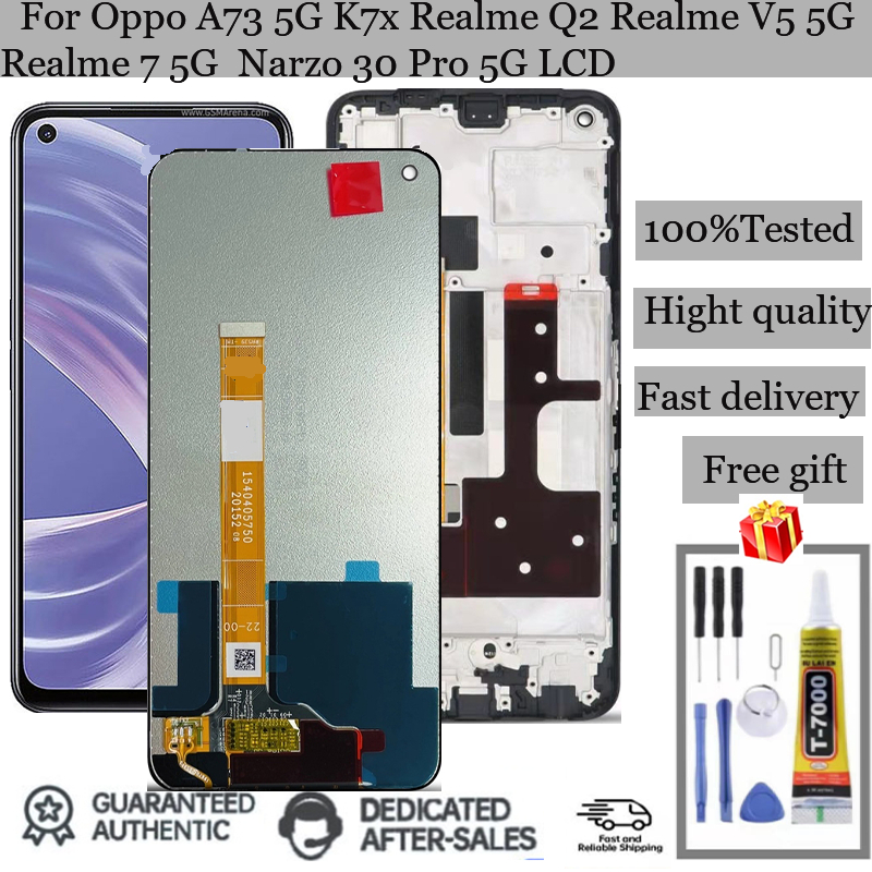 อะไหล่หน้าจอสัมผัสดิจิทัล Lcd แบบเปลี่ยน สําหรับ Oppo A73 5G K7X Realme Q2 Realme V5 Realme 7 5G Narzo 30 Pro