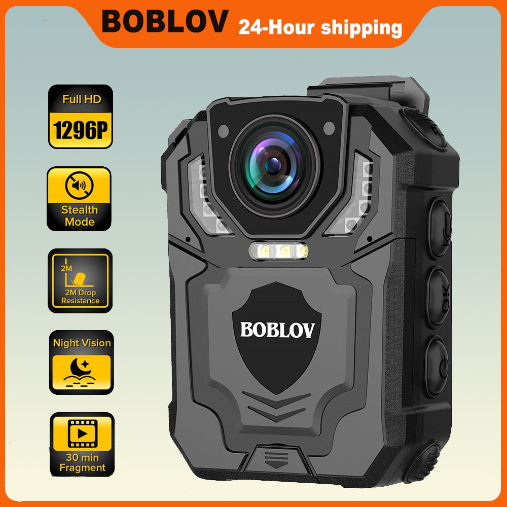 Boblov T5 1296P กล้องบันทึกเสียงตํารวจ มองเห็นที่มืด บันทึกเสียง สําหรับตํารวจ