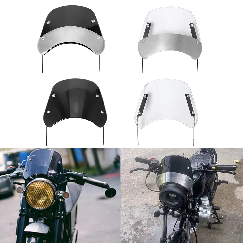 สีดํา Retro รถจักรยานยนต์ 5 "-7" ไฟหน้ากระจกกระจก Universal สําหรับ Harley Honda Yamaha เครื่องมือ Visor