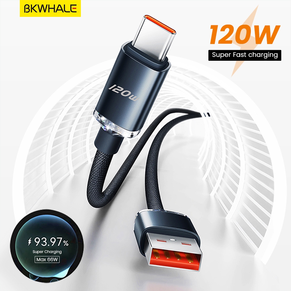 Bkwhale 120W USB Type C สายชาร์จ 6A สายชาร์จเร็วมาก สายชาร์จข้อมูล USB C
