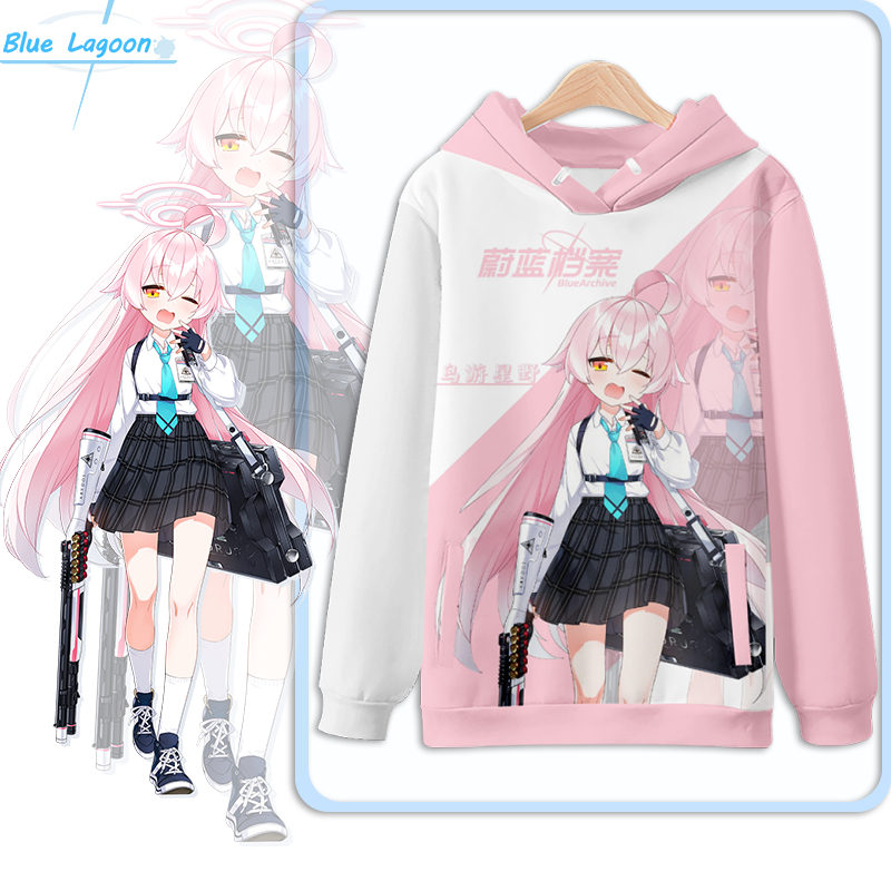 ใหม่ เสื้อกันหนาว เสื้อแจ็กเก็ต แขนยาว มีฮู้ด พิมพ์ลายอนิเมะ Blue Archive Takanashi Hoshino 3D ทรงหล