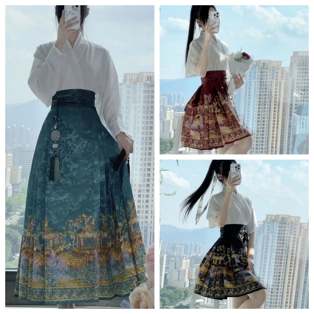 Hanfu [Huaman Floor] กระโปรงสั้น สไตล์จีน แฟชั่นฮั่นฝู