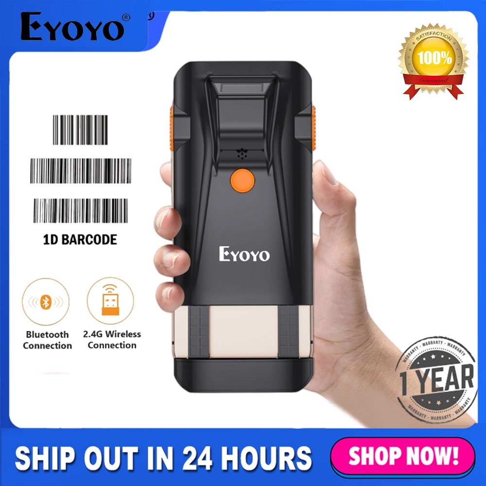 Eyoyo Mini 1D Back Clip Bluetooth Barcode Scanner, 3-in-1 Bluetooth Wireless & USB Wired Potable Bar