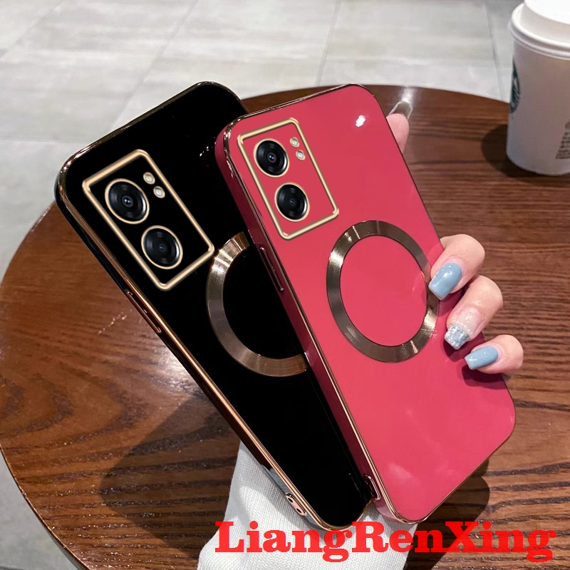 เคส oppo A57 2022 4g oppo a77s 5G A77 5G เคสโทรศัพท ์ Softcase Electroplated ซิลิโคนกันกระแทก Protector ออกแบบใหม ่ ไร ้ สายแม ่ เหล ็ กดูด ZBCX01