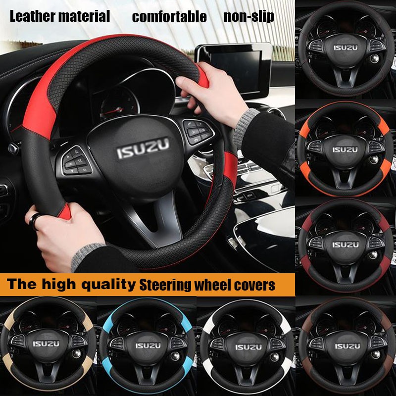 ปลอกหนังหุ้มพวงมาลัยรถยนต์ สําหรับ isuzu Steering Wheel Cover D-Max MU-X Pickup truck Steering Wheel Cover