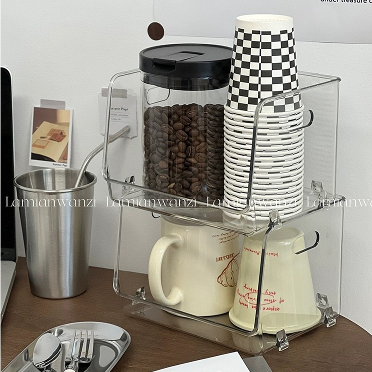 DDORIA Desktop Storage Organizer อะคริลิคใส STACKABLE กล่องคอนเทนเนอร์สำหรับแต่งหน้าเครื่องเขียนเครื่องสำอางขนมห้องนอนห้องน้ำ