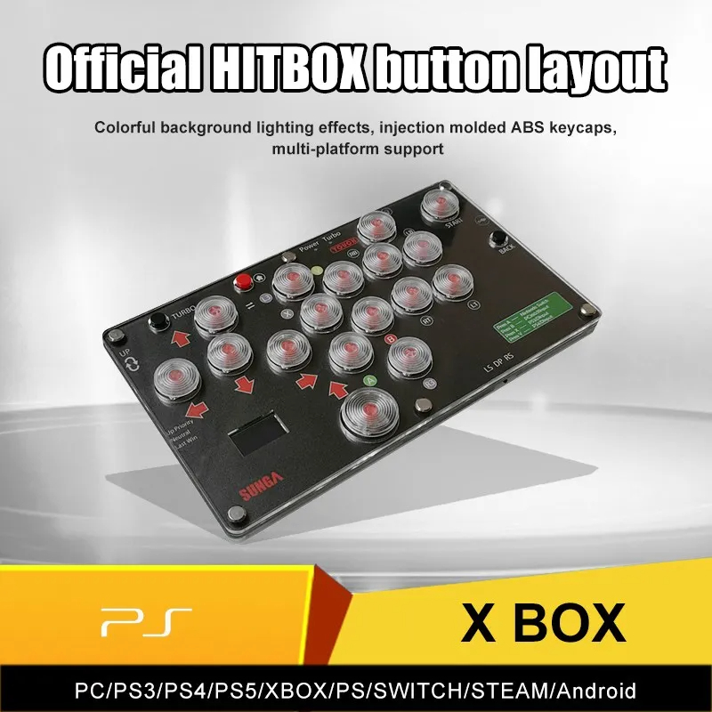 ⭐⭐⭐Hitbox Arcade 17Key 12key Fightstick Mini Hitbox Fighting Video Game Controller Sanwa ปุ่ม Xinput / Dinput สําหรับ PC / NS / PS4 / XBOX