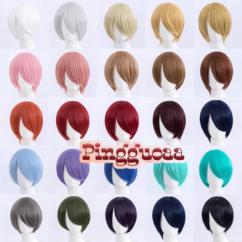 【Manmei】30cm Universal Short Wig Heat Resistant Synthetic Hair Cosplay Wigs