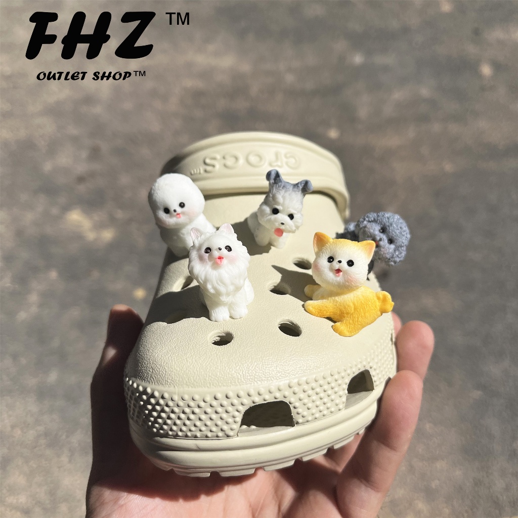 Crocs jibbitz หัวเข็มขัด ลายการ์ตูนสุนัข 3D อุปกรณ์เสริม สําหรับตกแต่งรองเท้า DIY