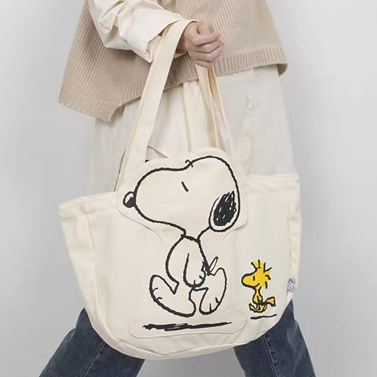 Puppy Canvas Handbag Shoulder Bag Large Capacity Casual Handbag All-Match Commuter Student Class School Bag