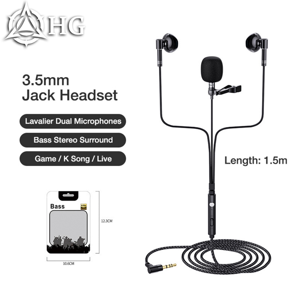 【COD】HG ไมโครโฟน Jk-11 Tie Clip Lavalier Moving Coil Mic พร้อมหูฟัง สําหรับบันทึกเสียง และวิดีโอ