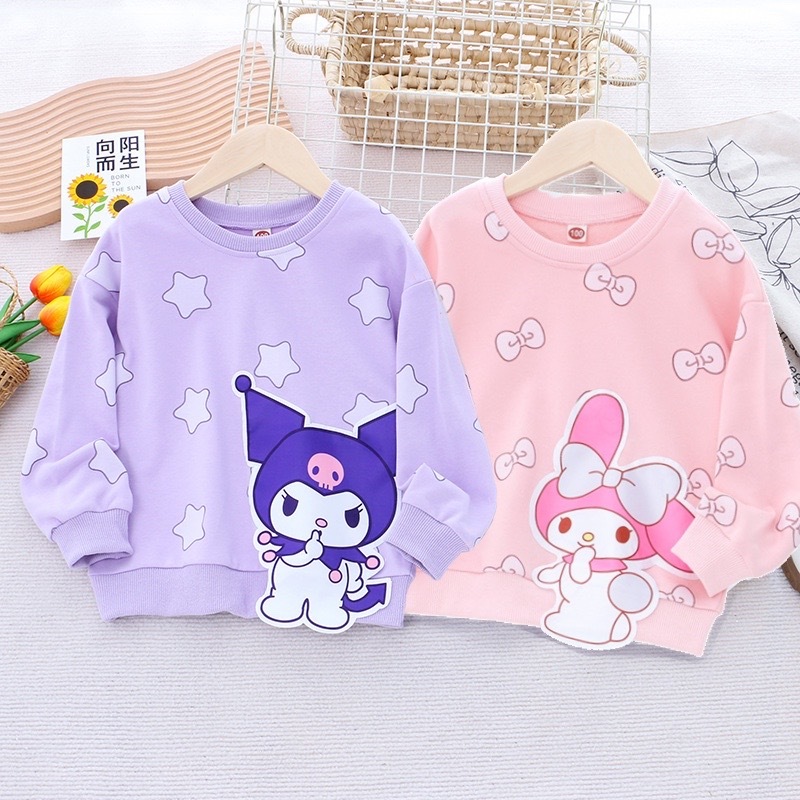 มาใหม่ เสื้อแขนยาว ผ้าฝ้าย พิมพ์ลายการ์ตูนน่ารัก สีชมพู สําหรับเด็กผู้หญิง อายุ 3 ถึง 9 ปี 2024
