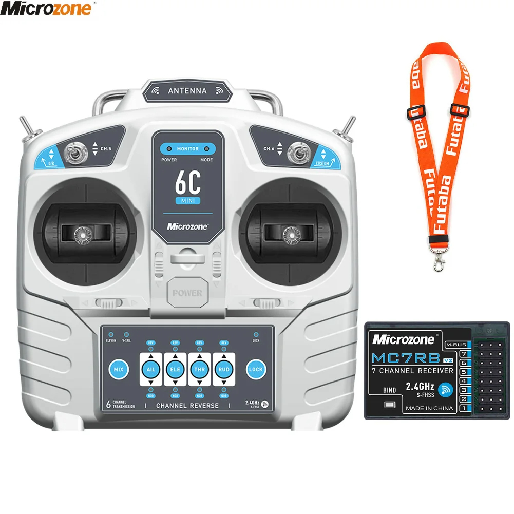 Microzone MC6C Mini V2 2.4G 6CH ตัวรับส่งสัญญาณวิทยุ พร้อมระบบรับสัญญาณ สําหรับโดรน เฮลิคอปเตอร์ เครื่องบินบังคับ