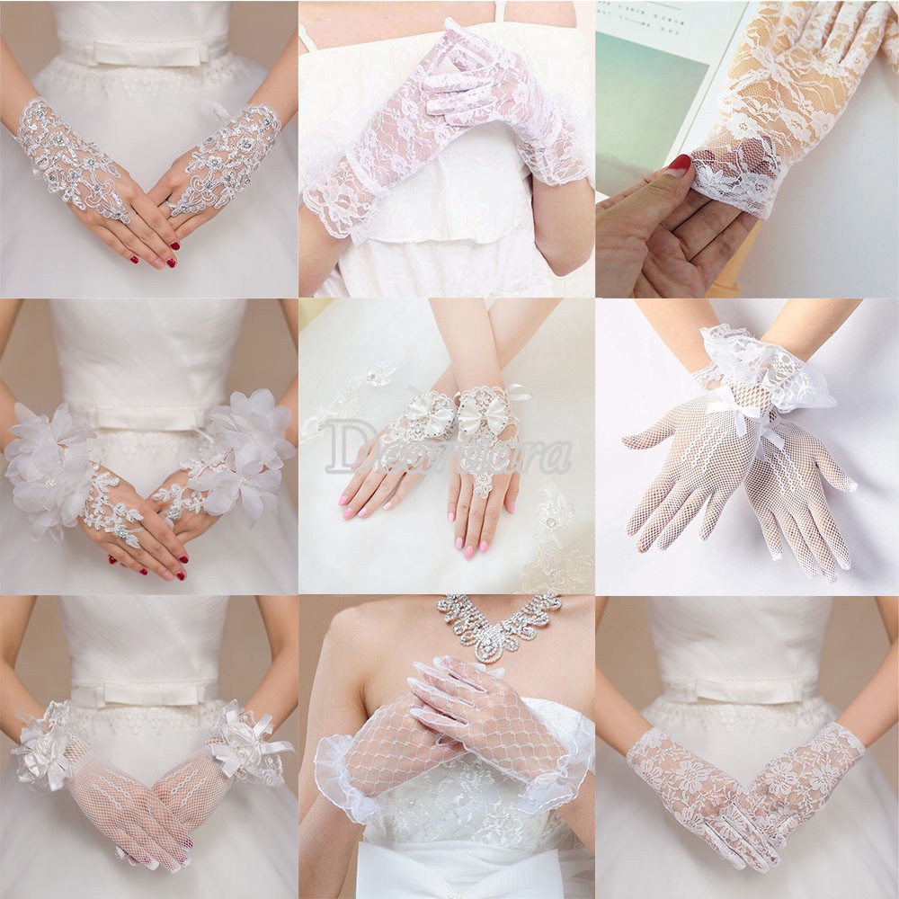ลูกไม้เพื่อนเจ้าสาวเจ้าสาวถุงมือแต่งงานถุงมือครีมกันแดดถุงมือ