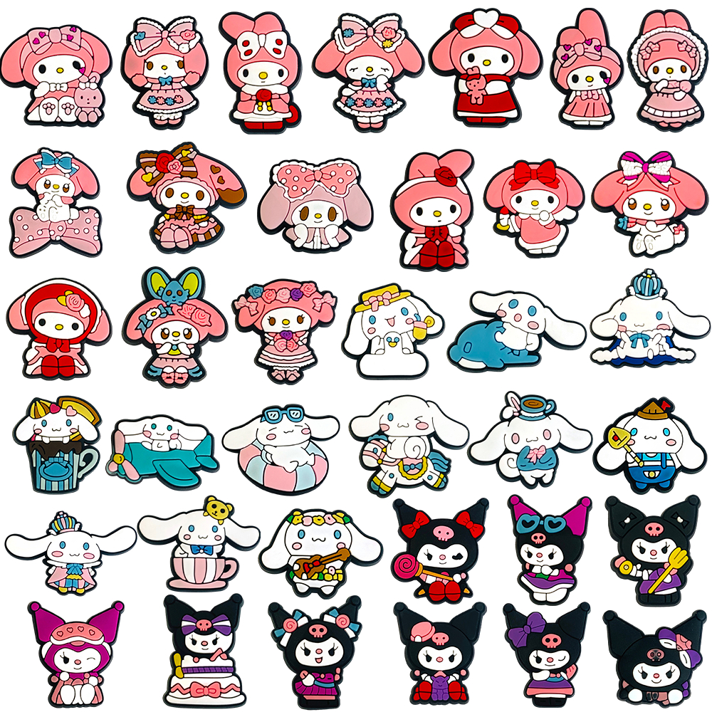 Jibbitz น่ารัก 1 ชิ้น การ์ตูน sanrio melody Kuromi Crocs เสน่ห์รองเท้า Pin อุปกรณ์เสริมตกแต่งรองเท้าแตะหัวเข็มขัดเด็กสาวของขวัญ