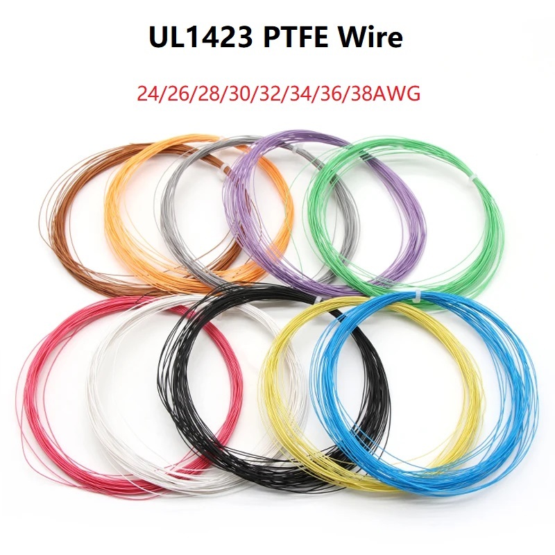5M  UL1423 PTFE Wire Silver Plated Copper 38/36/34/30/28/26/24AWG High Temperature Electronic Single Core Micro Fine Cable  สายเคเบิลทองแดงชุบเงิน