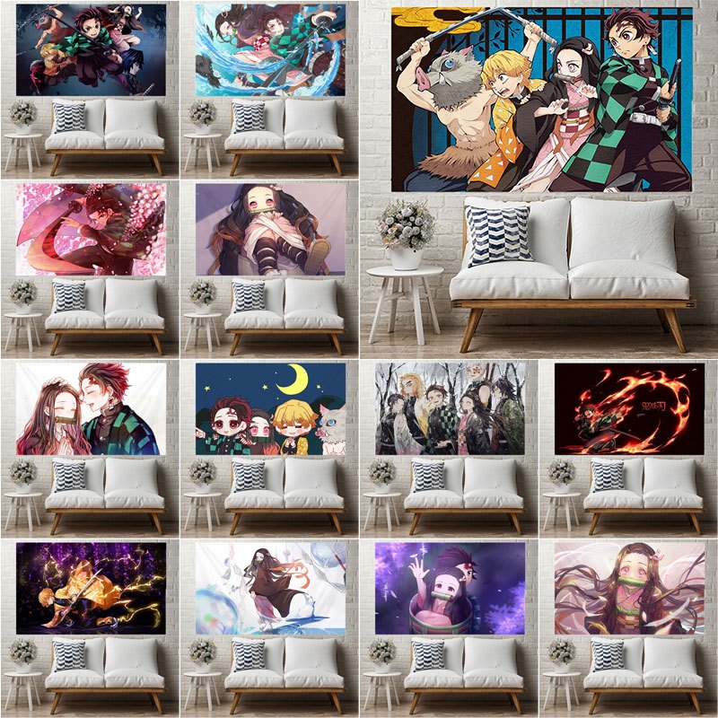 พรมแขวนผนัง ลายดาบพิฆาตอสูร ขนาด 150X100 ซม. 100X70 ซม. สําหรับตกแต่งบ้าน ห้องนอน ห้องนั่งเล่น