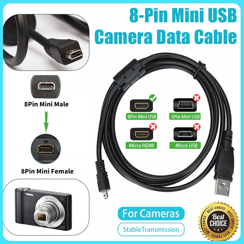 จัดส่งที่รวดเร็ว1.5M Usb ถึง 8 Pin Mini USB กล้องสายเคเบิลข้อมูล Charger Connector สําหรับกล้อง SONY Nikon Olympus Pentax