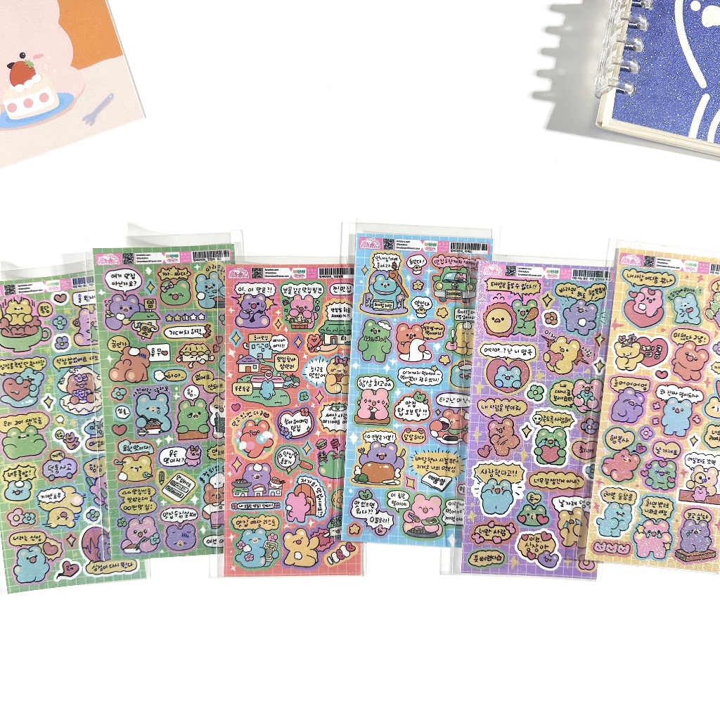 สติกเกอร์เลเซอร์ ลายการ์ตูนหมีน่ารัก สไตล์เกาหลี สําหรับตกแต่งสมุดโน้ต แพลนเนอร์ DIY