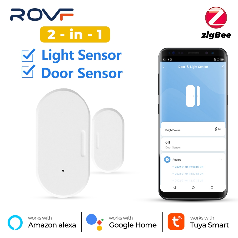 ROVF Tuya Zigbee Door and Window Sensor (ZD08,ZM-CG203) เซ็นเซอร์ประตูหน้าต่างสัญญาณ Zigbee，home security