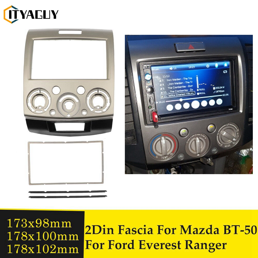 วิทยุแผงสเตอริโอสำหรับฟอร์ดเอเวอเรสต์ Ranger Mazda Bt-50 Bt50 Double 2 Din เส้นประติดตั้งชุดตัดแต่ง Face แผ่นติดป้ายทะเบียน