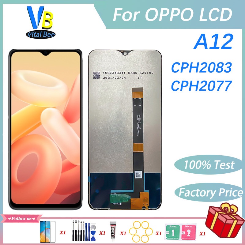 อะไหล่หน้าจอสัมผัสดิจิทัล LCD 6.52 นิ้ว สําหรับ Oppo A12 CPH2083 CPH2077 ทดสอบแล้ว 100% ไม่มีพิกเซลตายแล้ว