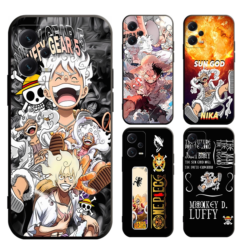 เคส Redmi Note 13 pro plus 13C 14C A3 4G 5G นิ่ม เนื้อแมตต์ ลายอนิเมะ One Piece Luffy Gear 5 สีดํา สําหรับ