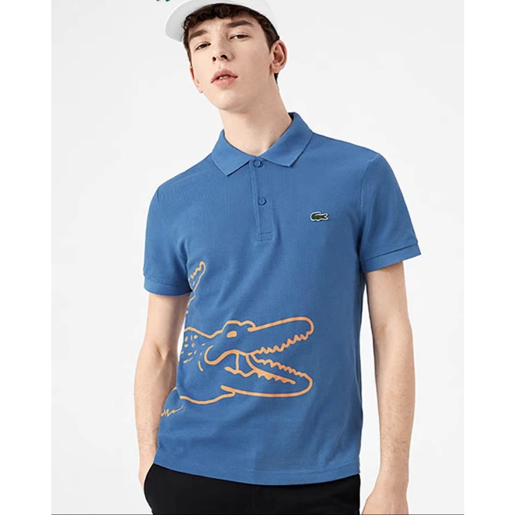 เสื้อโปโลแขนสั้นลําลอง พิมพ์ลายโลโก้ LST ฉลากกลวง ขนาดใหญ่ อเนกประสงค์ แฟชั่นสําหรับผู้ชาย และผู้หญิง