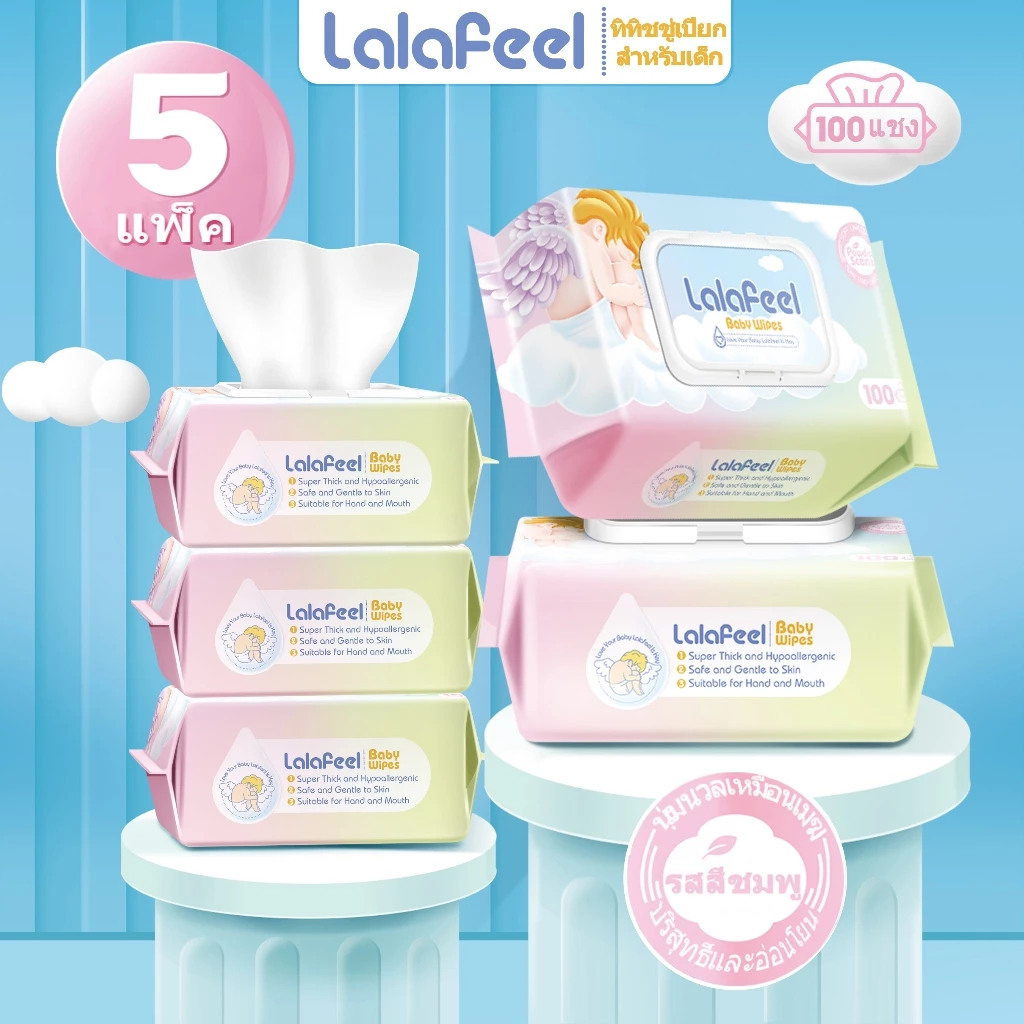 GAIFEEL ทิชชูเปียกเต็ก 100 แผ่น/แพ็ค (500 แผ่น) กลิ่นหอม ผ้าเช็ดทำความสะอาดทารก หนานุ่ม