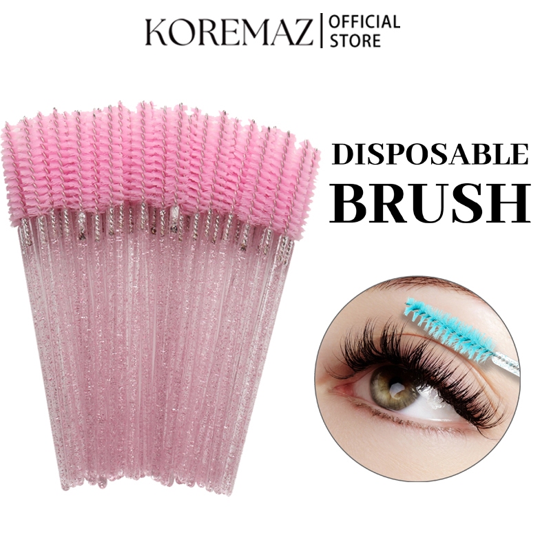 Koremaz 50 ชิ้น สุ่มสี ใช้แล้วทิ้ง คริสตัล ขนตา แปรงเกลียวแข็ง แปรงคิ้ว แปรงขนตา หวี เครื่องมือแต่งหน้า