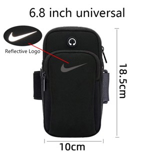 กระเป๋าใส่โทรศัพท์มือถือ แบบมีซิป สะท้อนแสง ลายโลโก้ สีดํา ส…