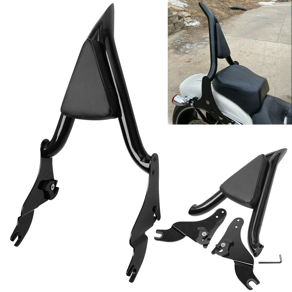 รถจักรยานยนต์สีดําพนักพิงผู้โดยสารที่ถอดออกได้ Sissy Bar Fit สําหรับ Harley Touring Street Glide 2009-2022