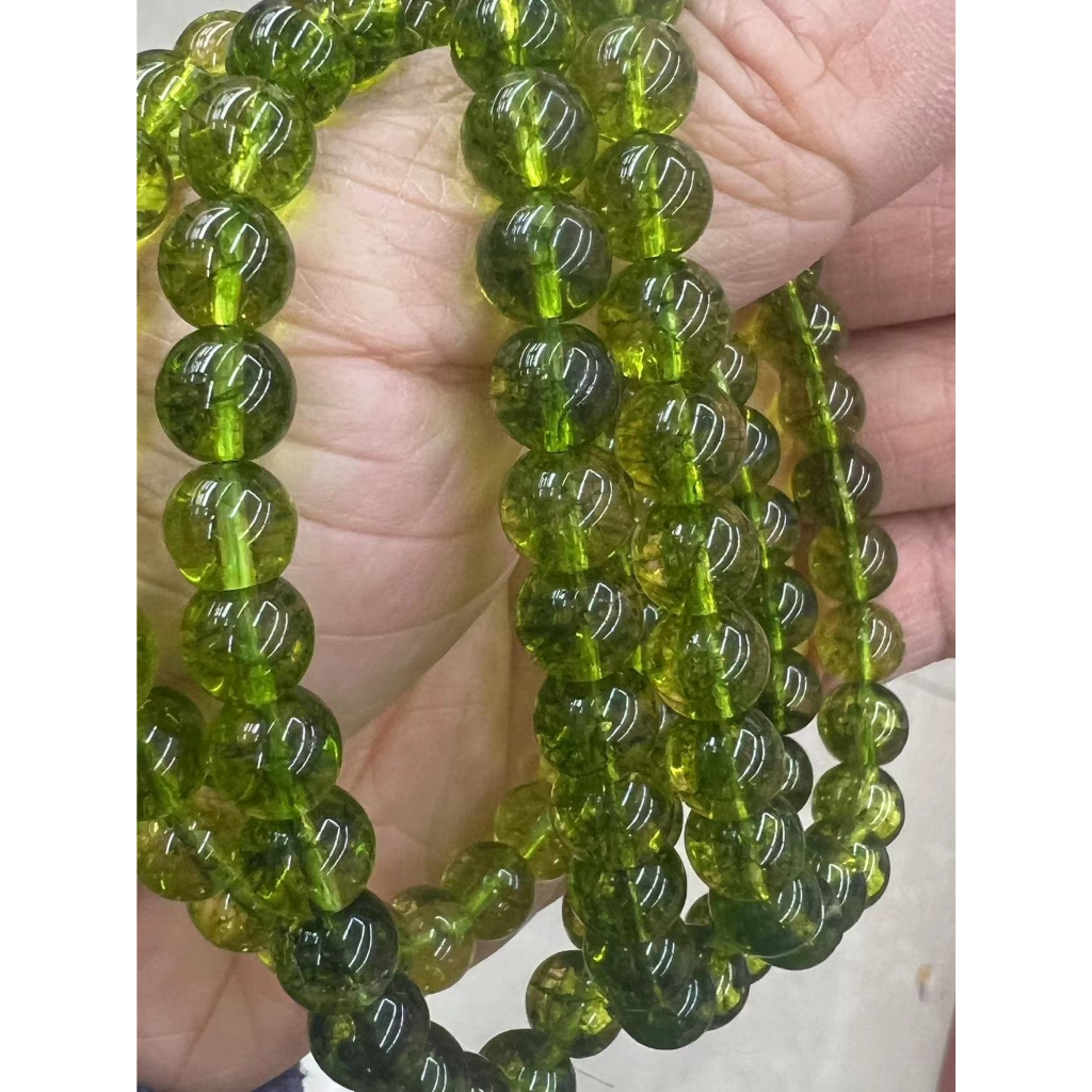 Olivine ลูกปัดคริสตัล หินธรรมชาติ สําหรับทําเครื่องประดับ สร้อยข้อมือ ผู้หญิง DIY